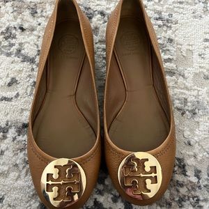 Brown/ Tan leather Tory Burch Flats
